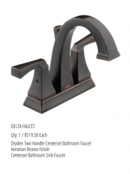 Delta Dryden Centerset Bathroom Faucet in Venetian Bronze from The Fixture Gallery