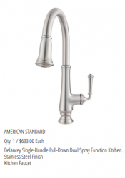American Standard Delancey Pull Down Kitchen Faucet with Dual Spray- Stainless Steel Finish from The Fixture Gallery
